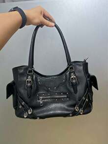 ROMWE Grunge Punk Tas Tangan Wanita dengan Banyak Kantong - Hitam - View 6