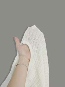 SHEIN Unity Sexy Asymmetrical Shoulder Women's Sweater,Long Sleeve Tops, Knit Pullover Fall Winter - White - View 7