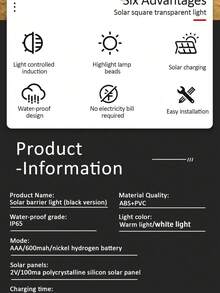 4 件/8 件/12 件/16 件户外太阳能装饰灯、1 个 LED 白光/暖光、甲板灯 - 黑色/白色外壳、壁灯、户外花园栅栏灯、景观露台太阳能楼梯灯万圣节圣诞节感恩节礼物