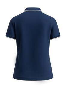 Tommy Hilfiger Contrast Flag Women's Polo Shirt Navy Blue