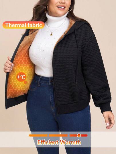 Comfylo Chaqueta acolchada con capucha y forro polar extra grueso para otoño e invierno, talla grande, chaqueta con capucha de forro polar para vacaciones de otoño e invierno