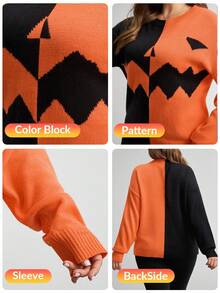 Comfylo Plus-Size Women's Winter Long-Sleeved Sweater For Autumn And Winter, Gothic Plus Size Women Halloween Costumes Ghost Going Out Winter Sweater - Multicolor - View 11
