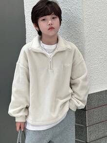 DAZY Plus Size Boys Casual Loose Fit Sweatshirt With Silicone Label, Autumn