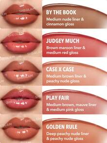 SHEGLAM Lip Rules Liner & Gloss Pen-By The Book 2-In-1 Moisturizing Liquid Lipstick Dewy High Pigment Lipliner Lip Combo Hydrating Reduce Lip Fine Lines Lip Makeup Brand Beauty Makeup Face Paint Cosmetic For Women Girls Perfect For Fall Winter Ideal For Y2K Fancy Fashion Suitable For Birthday Christmas Present Party Ready Best Color