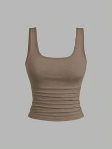 Flirla Plus Size Women Casual Solid Color Tank Top - Multicolor - View 7