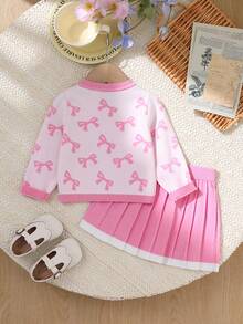 Baby Girls' Fashion Butterfly Jacquard Knit Cardigan And Skirt Set, Autumn/Winter Pink Pleated Skirt Set Baby Girl Baby Girl Pink Bow Sweater Baby Girl Pink Sweater Set Baby Girl Clothes Spring Fall Baby Girl Fall Outfit Baby Girl Pleated Skirt Set Baby Girl Fall Clothes Baby Girl Spring Outfit Baby Girls Winter Clothes Baby Girls Fall Clothes Baby Girl Fall Outfits Pink Warm Dresses For Baby Girl Baby Girl Fall Clothes Jackets Baby Girl Sweater Jacket - Pink - View 2