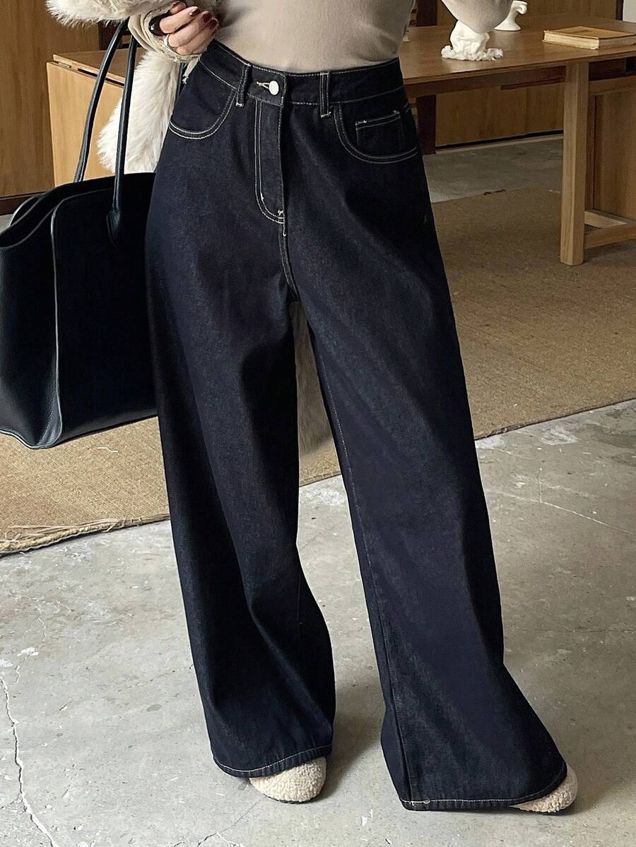 DAZY Women's Straight Leg Casual Jeans - Blue - View 1