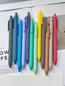 12支装凝胶笔套装可伸缩书写顺滑笔柔和色彩办公用品日记学习文具礼品美观设计 - 彩色 - 查看 4