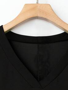 SHEIN CURVE+ 大码女式假日撞色豹纹 V 领宽松休闲 T 恤夏季/乡村/沙滩装女式秋季服装，冬季，CURVE PLUS - 彩色 - 查看 5