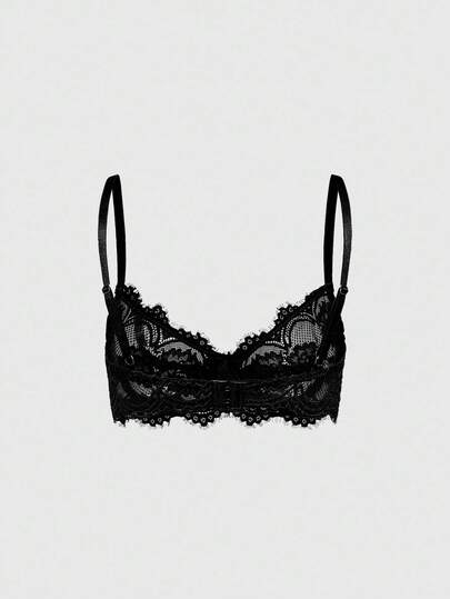 Goth Soutien-gorge triangle à armatures avec dentelle florale pour femmes