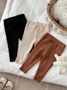 LMoss Kids LMoss 三件套女婴针织纯色休闲套装，秋季服装，秋季套装，女婴秋季服装，秋季套装，婴儿秋季服装，冬季 - 彩色 - 查看 2