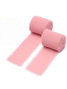 1/2/3rolls Diy Handmade Tassel Fabric Gift Packaging Chiffon Ribbon, Sky Blue 197*1.5 Inches Ribbon Suitable For Wedding Invitation, Bridal Bouquet, Gift Packaging, Diy Crafts, Bow Making,Christmas - 淺藍色 - 查看 34