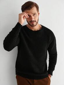 Manfinity CityGents 男士休闲纯色圆领长袖套头毛衣，Old Money，秋冬