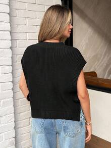 Autumn Casual Bow Decor Side Slit Knit Vest Bow Top Women Knit Top Women Tie Up Top Sweater Top Tassel Top