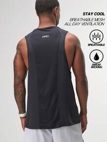 Camisetas de tirantes de ajuste regular para hombre ARC, para entrenamiento y gimnasio en verano - Gris Oscuro - Ver 2
