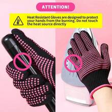 1pc Anti-Slip Heat Resistant Styling Glove With Silicone Grip, Ensures Use Of Hair Styling Tools - Hot Pink - View 4