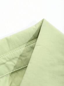 DAZY Camisa suelta asimétrica de un solo pecho de unicolor para mujer, blusas de manga larga, ropa de otoño - Verde - Ver 7