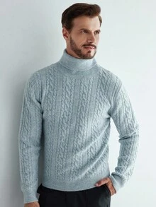 Manfinity CityGents 男士高领粗针织长袖休闲毛衣，秋冬