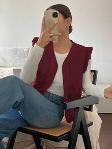 Siren Gaze Chaqueta sin mangas de unicolor casual para mujer, otoño/invierno