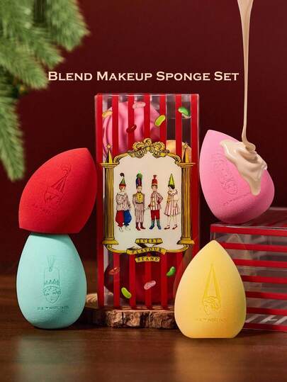 HARRY POTTER X SHEIN 4Pcs Latex-Free Makeup Blenders Set Versatile Classic Shaped Soft Makeup Sponge Reusable Dry/Wet Dual Use Foundation Blending Beauty Sponge With A Unique Hydrophilic Material,High-Definition Cosmetic Sponge Applicator In Multi-Colored,Suitable For Makeup Application And Concealing,For Liquids Creams Powders Foundation Concealer Blush,For All Skin Types,Makeup Tool,Gift,Every Flavour Beans