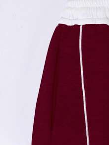 SHEIN Sparklyn 1 szt. Luźne, sportowe spodnie dresowe dla dziewcząt w wieku 1-2 lat, w jednolitym kolorze - Burgund - Zobacz 6