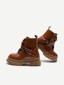 Cozy Pixies 1 双时尚、百搭、乡村风格金属扣棕色软底系带踝靴，适合秋冬季 - 棕色 - 查看 7