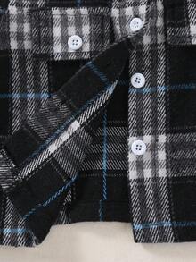 Souflis Souflis 男婴格子印花翻盖单排扣休闲上衣 - 黑色 - 查看 7