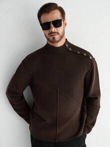 Manfinity CityGents Men's Casual Solid Color Long Sleeve Sweater, Suitable For Everyday Wear, Old Money , Fall Winter