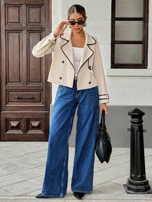 Chiquease Women's Casual Long Sleeve Short Windbreaker - Apricot - View 5