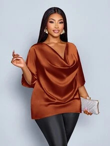 SOLERSUN Plus Size Blouses - Brown - View 1