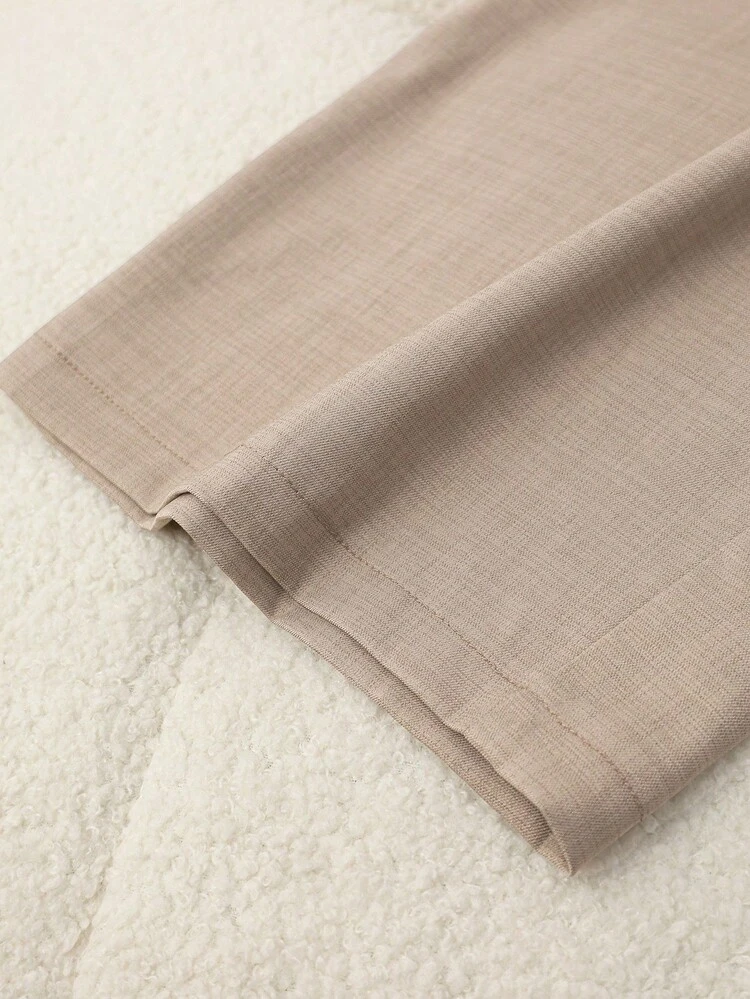 Elamini Petite Pantalon droit à taille contrastée pour grandes tailles - Multicolore - Voir 4