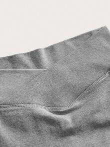 Musera Sport Pantalones acampanados con cintura cruzada sin costuras, para deportes como pádel, tenis, pickleball, gimnasio y fitness en invierno - Gris - Ver 8