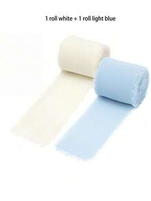 1/2/3rolls Diy Handmade Tassel Fabric Gift Packaging Chiffon Ribbon, Sky Blue 197*1.5 Inches Ribbon Suitable For Wedding Invitation, Bridal Bouquet, Gift Packaging, Diy Crafts, Bow Making,Christmas - 淺藍色 - 查看 32