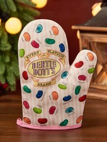 HARRY POTTER X SHEIN 粉色条纹果冻豆印花厨房隔热套装，烤箱手套/隔热垫，烘焙必备，有效隔热防糖果，圣诞节礼物之选 - 粉色 - 查看 4