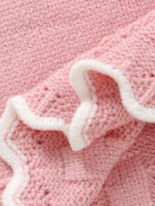 SHEIN 3pcs Baby Girls' Sweet Peter Pan Collar Sweater Set - Blouse With Bow Decor + Leggings + Hat, Newborn Outfit Cozy Baby Girl Outfit Set Baby Girl Knitted Outfit Baby Girl Sweater Set Pink Bow Baby Outfit Baby Girl Winter Clothes Set Fall Cozy Pixies Baby Girl Set Baby Set Autumn Winter Season