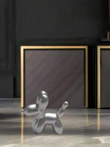 1 Stück Silber Ballon Hund Statue Metallskulptur, moderne Kunst Heim Dekoration Statue für Kaffeetisch Küche, Ornament Raumaccessoire