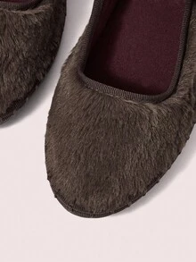 CUCCOO DOLLMOD Giày bệt Mary Jane lông giả cổ điển ấm áp thoải mái dành cho nữ mùa thu/đông, thời trang và thanh lịch màu nâu đậm - màu nâu - Xem 4