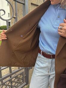 Vivie Lora 女士宽松翻领长袖大衣冬季外套 - 棕色 - 查看 8