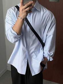 DAZY 男士通勤休闲条纹长袖衬衫，秋季