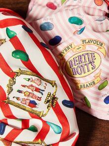 HARRY POTTER X SHEIN 2pcs/Set Fashionable & Cute Plus Size Pink & Red Every Flavour Beans Scrunchies, Elastic Hair Ties For Daily Hairstyles,Christmas