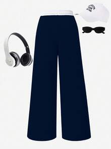 Sparklyn 1pc Tween Girls' Loose Casual Sports Sweatpants, Solid Color Fall Winter