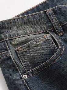 DAZY Women's Loose Fit Wide Leg Jeans With Distressed Detail,Baggy Jeans - Dark Wash - View 7