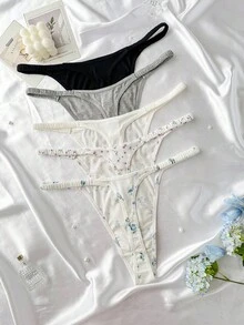 Snug Zone 5件/包大码女式性感丁字裤 - 彩色 - 查看 2