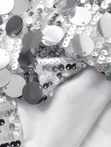 DAZY 亮片高腰女裙，返校季秋季裙装，新年奢华女装嘉年华 - 銀色 - 查看 9