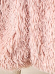 Young Girl' Fashionable Urban Minimalist Fluffy Loose Long Sleeve Zip-Up Cardigan Jacket, Pink, Winter Outerwear Fall