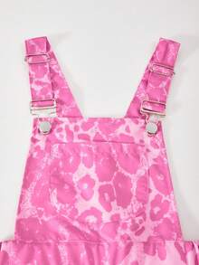 SHEIN Explorewe Tween Girls' Fashionable Leopard Print Wide Leg Jumpsuit Fall Winter - Pink - View 6