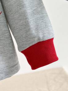 Playful Pals 2 件套年轻女孩运动衫 + 格子不对称下摆裙套装，圆领长袖套头衫，蝴蝶结和字母印花，松紧腰迷你裙，休闲装，时尚可爱，适合日常穿着，秋季新品 - 彩色 - 查看 6