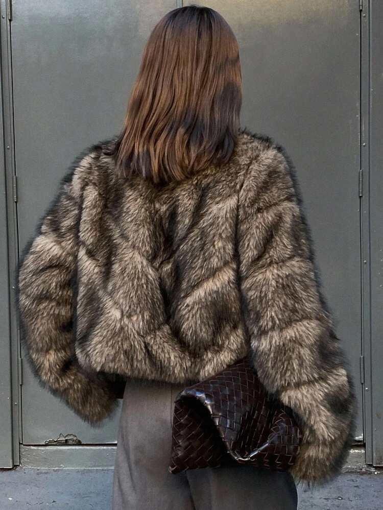 Women's Short Faux Fur Jacket, Autumn/Winter Y2k Women Coats