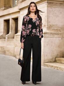 EMERY ROSE Floral Print Lantern Sleeves Blouse - Multicolor - View 6