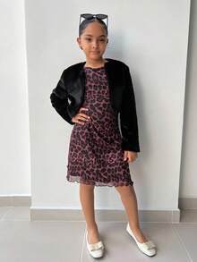 Firerie Kids Firerie Kids Tween Girl Minimalist Faux Fur Black Jacket Fall Winter